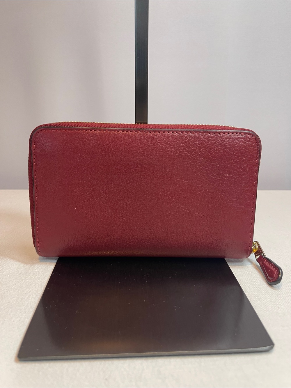 Coach Accordion Zip Wallet H2180-C4124 Dark Berry Pebbled Leather - Picture 4 of 10